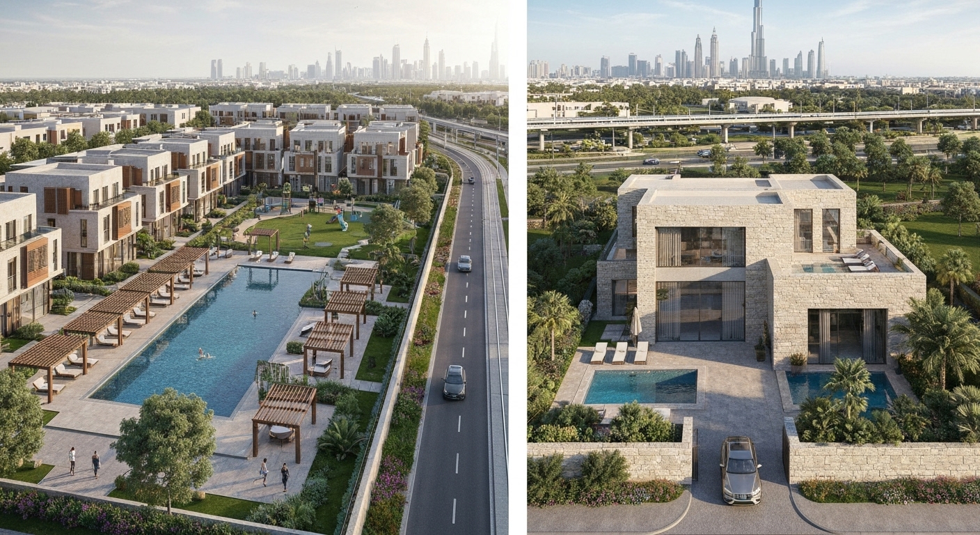 pros and cons of community living vs standalone villas in Dubai