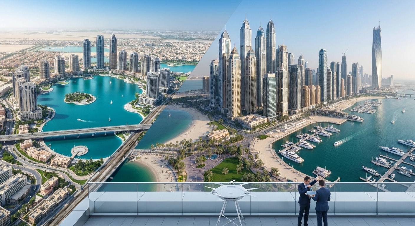 Compare JLT and Dubai Marina price per sq ft trends