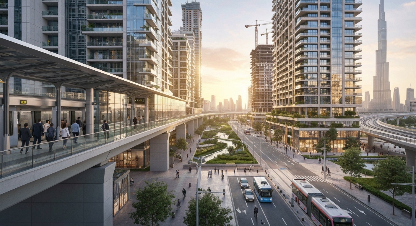 new Dubai Metro Blue Line on property